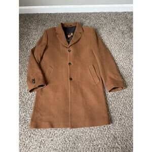 VTG BALTONA Mens Cashmere Wool Blend Coat Jacket Camel Brown 52 Italy READ